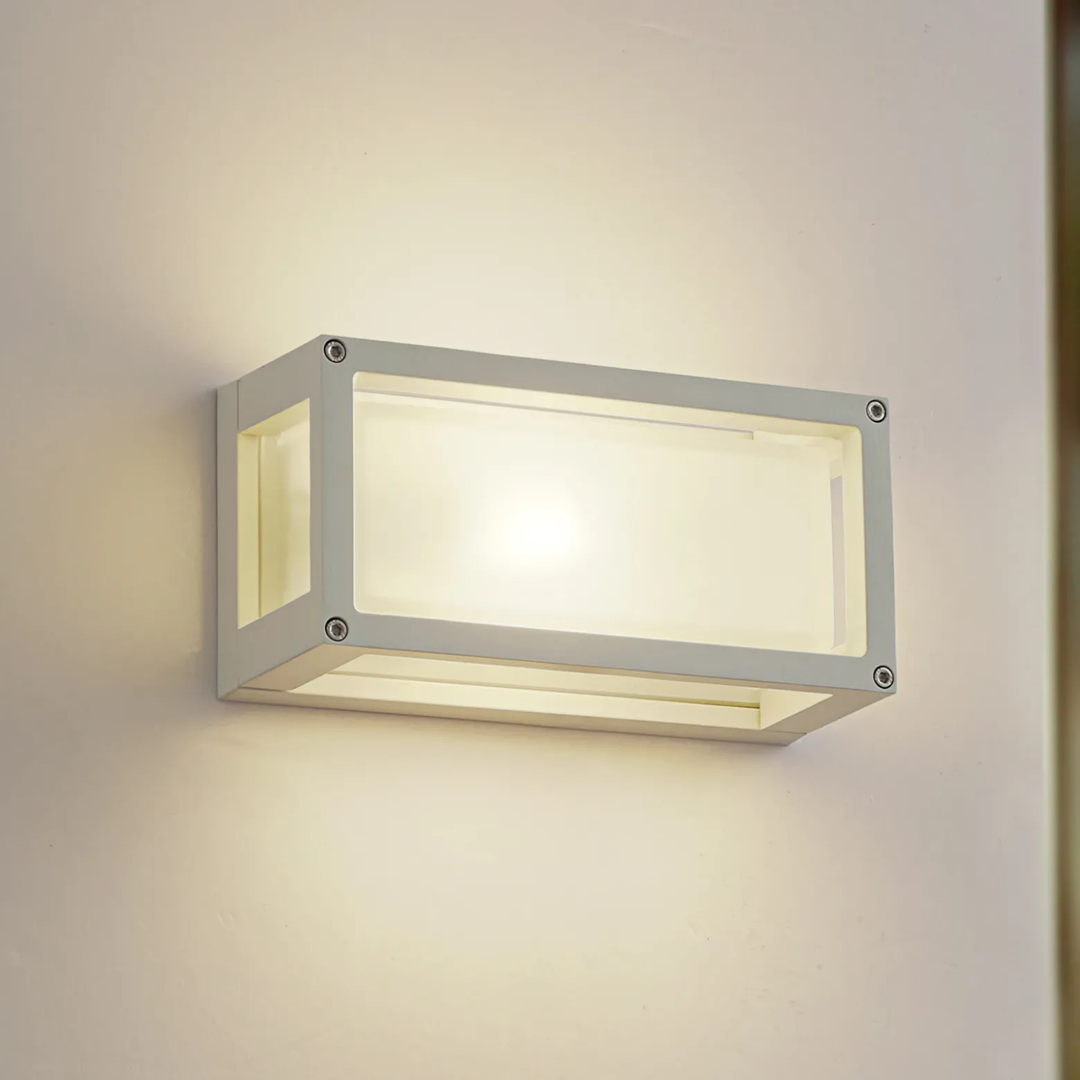 Lucande Aplique para exterior Aurelien, blanco, cristal, 12,5 cm, IP54
