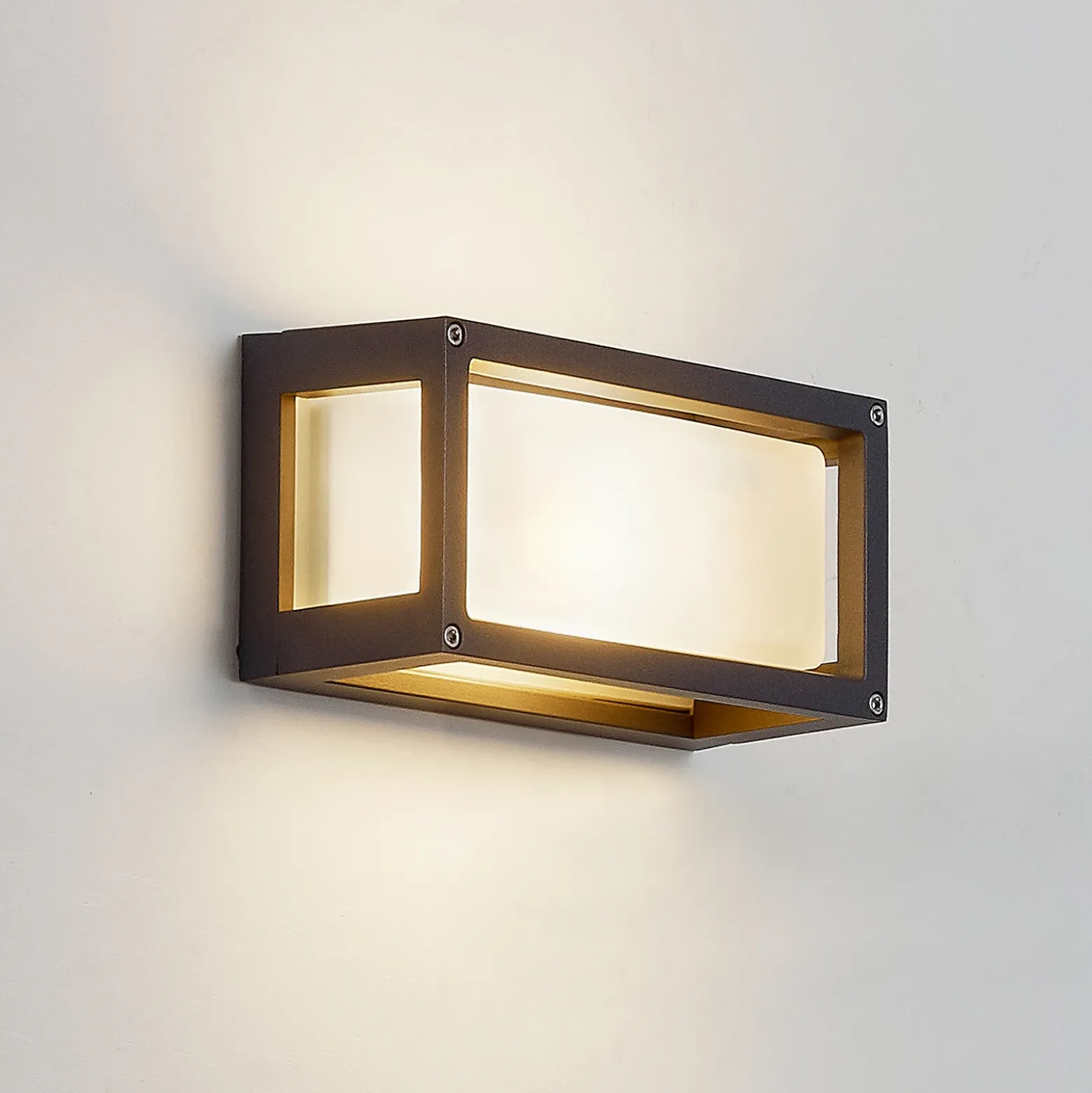 Lucande Aplique para exterior Aurelien, gris, metal, 12,5 cm, IP54