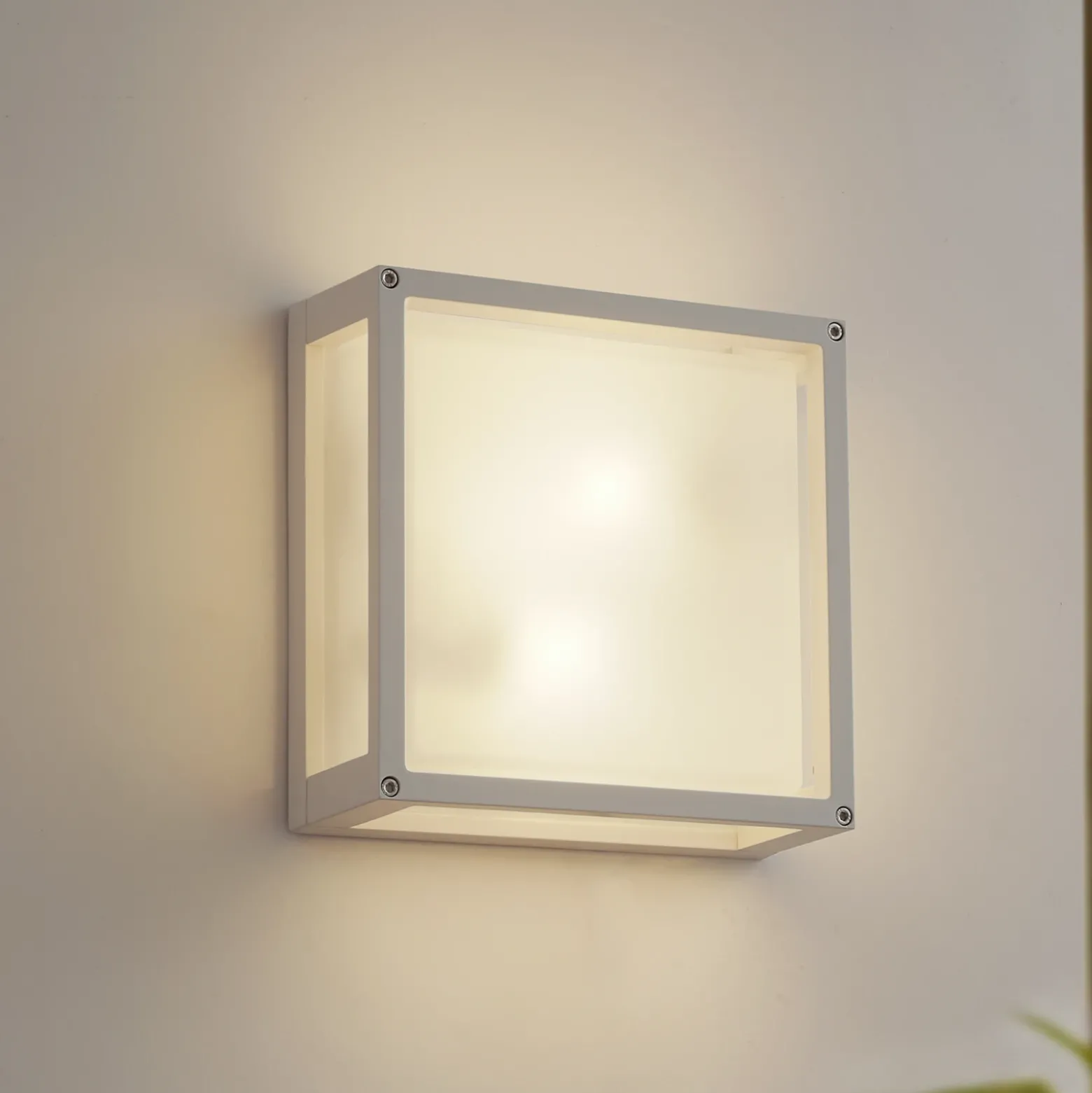 Lucande Aplique para exterior Aurelien, blanco, sensor, 25 x 25 cm