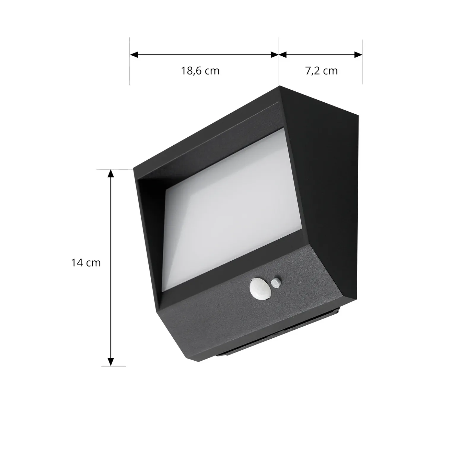 Lucande Aplique solar LED Dava, 14 cm de altura, aluminio, sensor