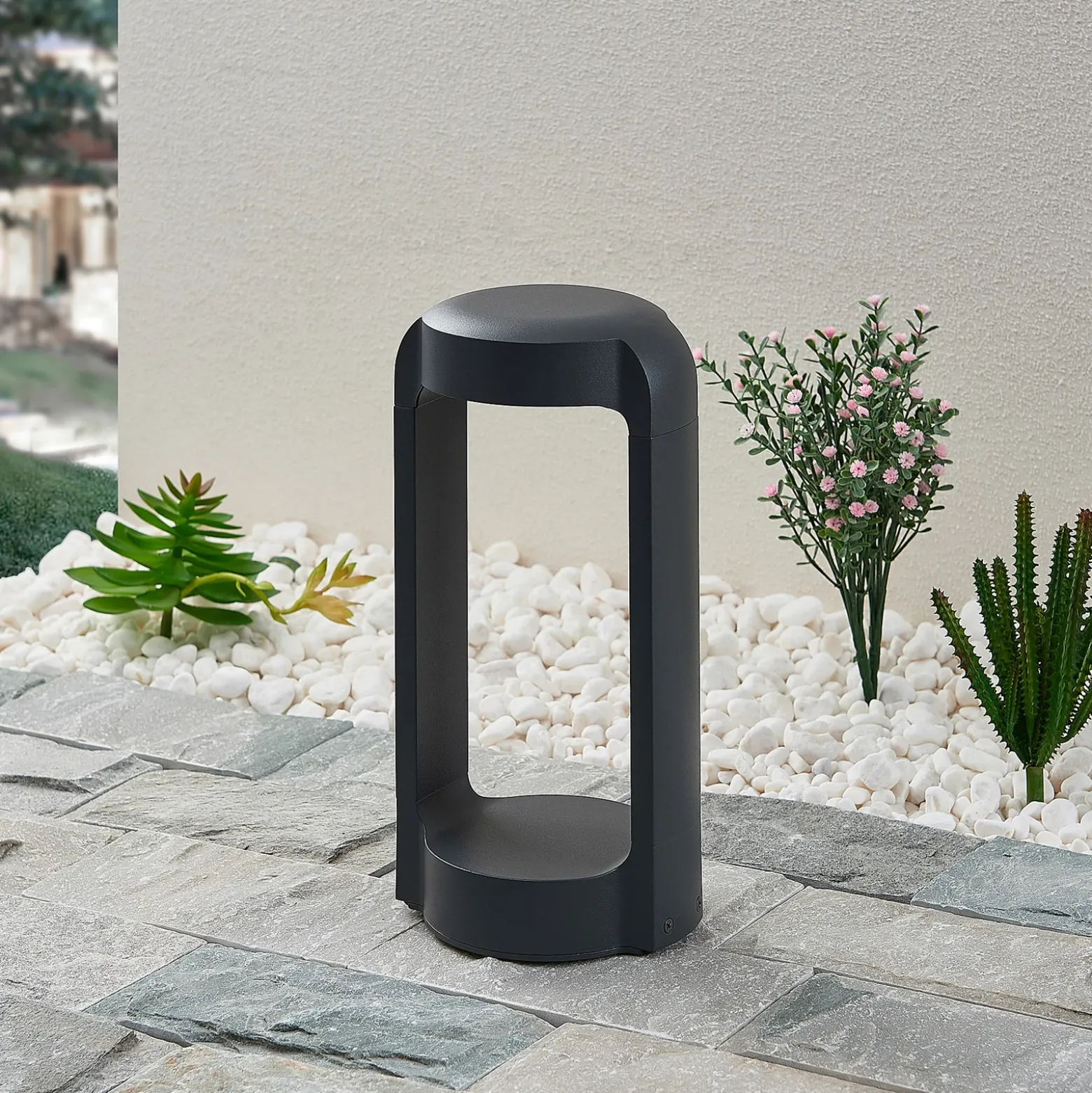 Lucande Baliza LED Habsa, 30 cm, antracita, metal