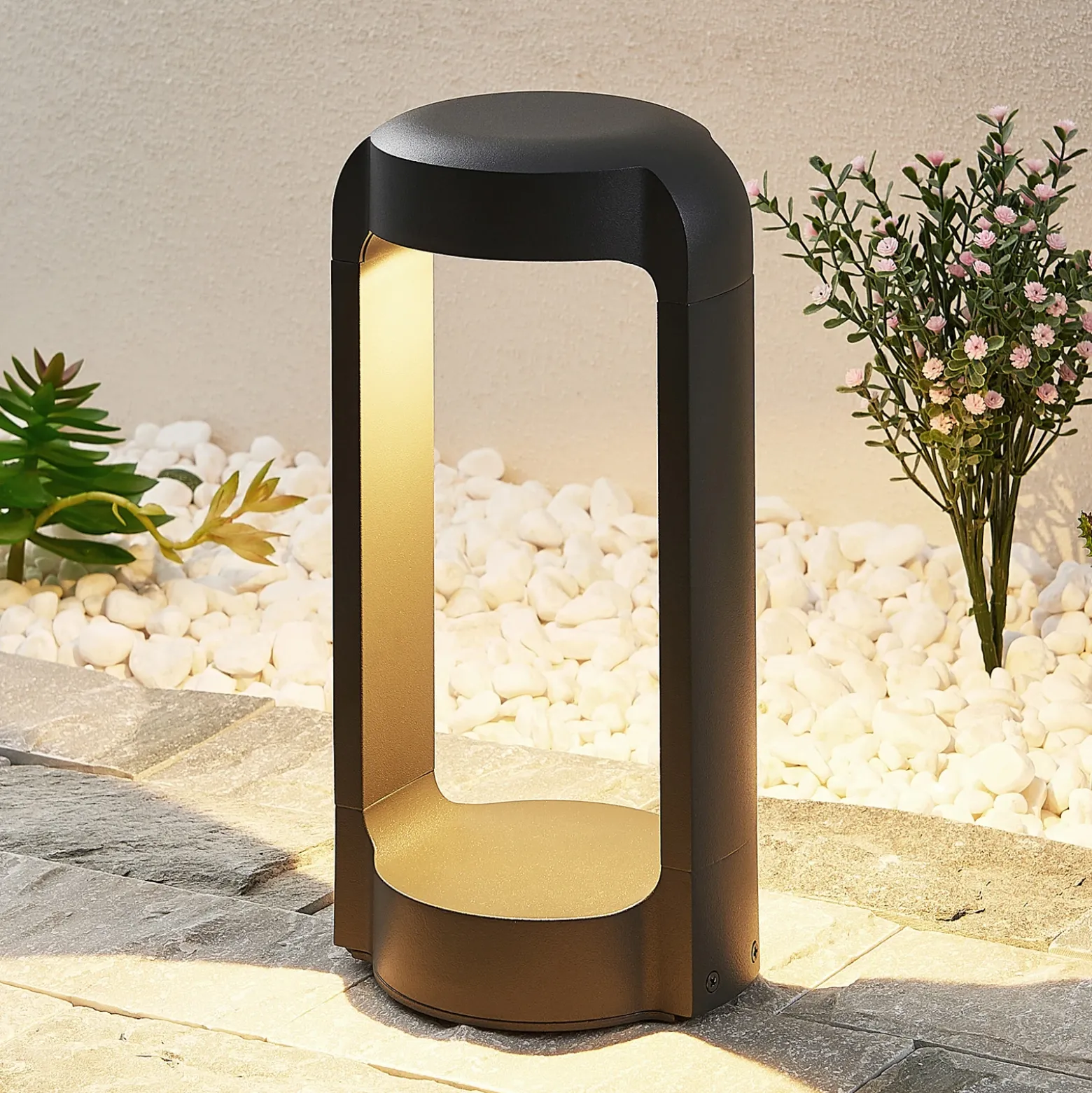 Lucande Baliza LED Habsa, 30 cm, antracita, metal