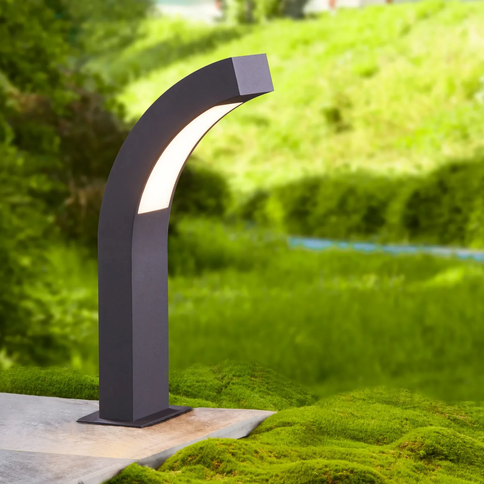 Lucande Baliza LED Lennik, 40 cm, antracita, metal