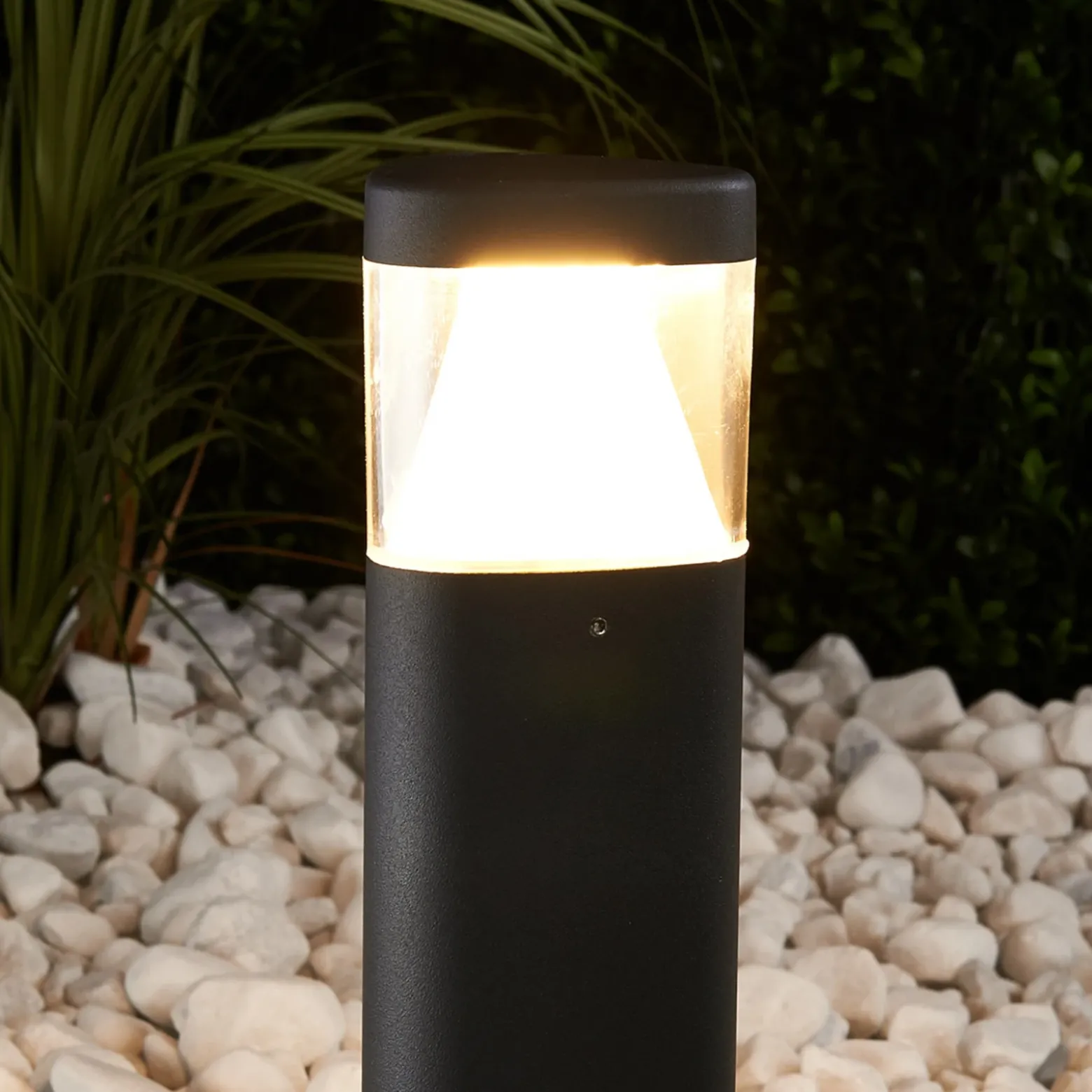 Lucande Baliza LED Milou, altura 30 cm, antracita, aluminio