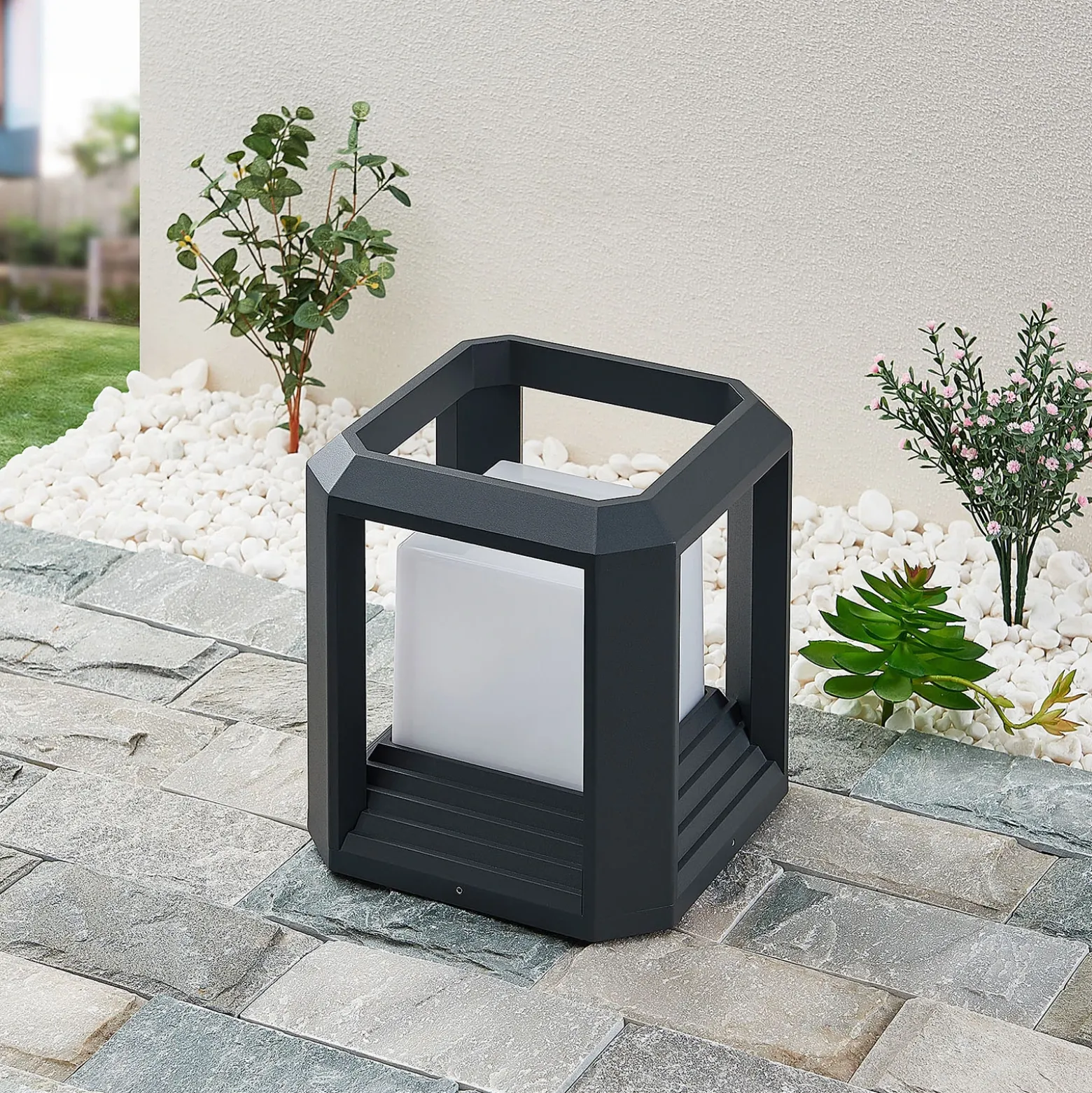 Lucande Baliza LED Serenella, antracita, metal, 27 cm