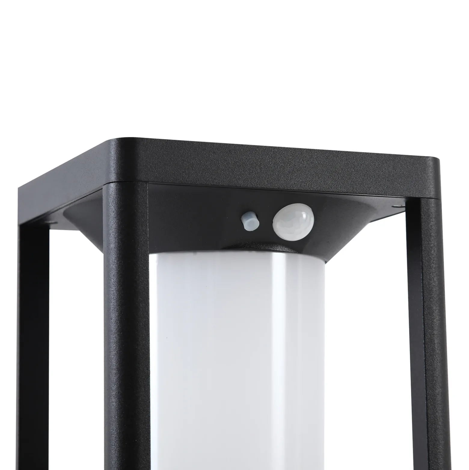 Lucande, baliza solar LED Nilea, 50 cm, negra, sensor