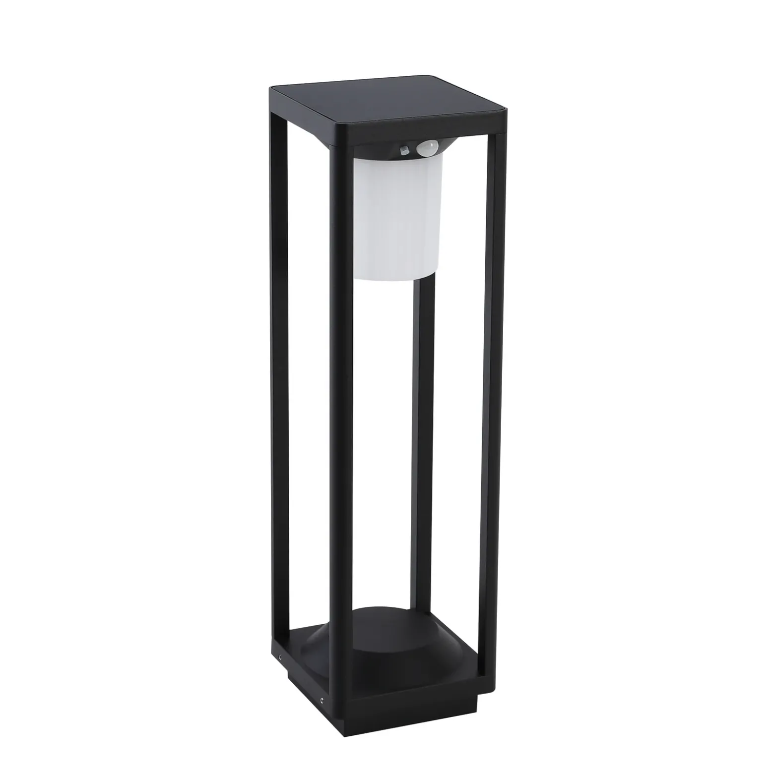 Lucande, baliza solar LED Nilea, 50 cm, negra, sensor