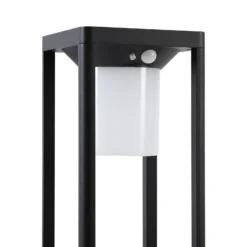 Lucande, baliza solar LED Nilea, 50 cm, negra, sensor