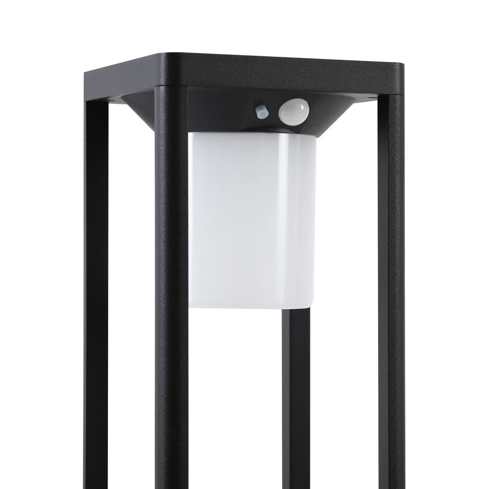 Lucande, baliza solar LED Nilea, 50 cm, negra, sensor