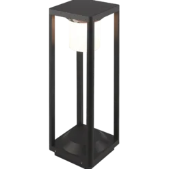 Lucande, baliza solar LED Nilea, 50 cm, negra, sensor