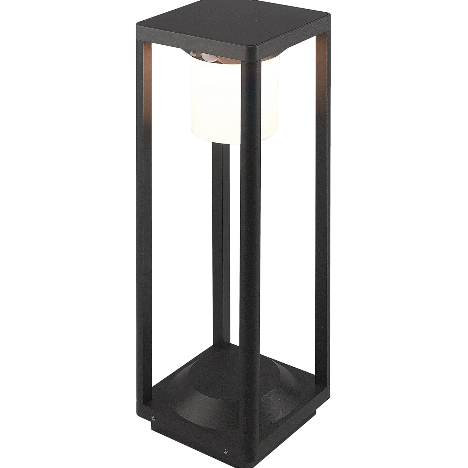 Lucande, baliza solar LED Nilea, 50 cm, negra, sensor