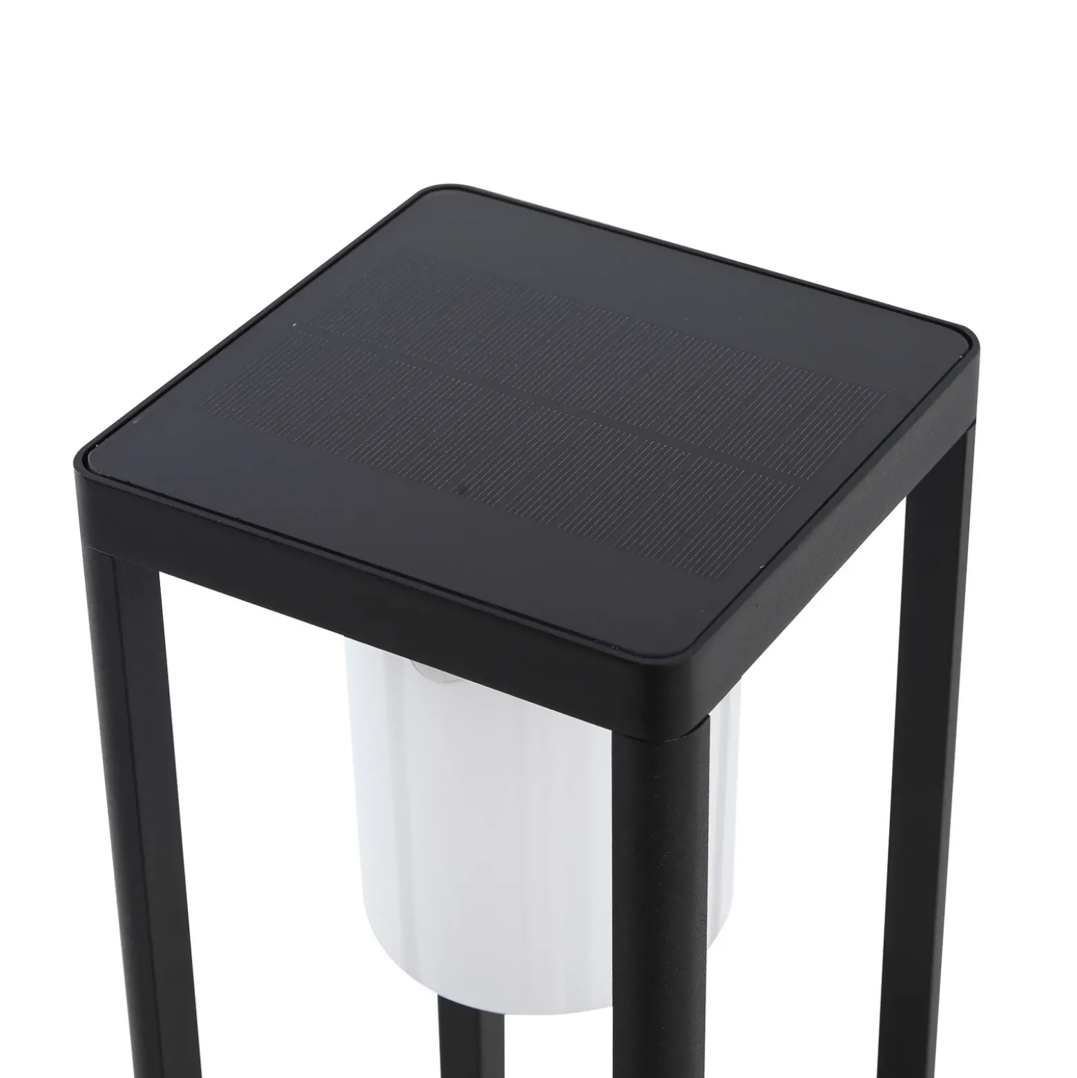 Lucande, baliza solar LED Nilea, 50 cm, negra, sensor