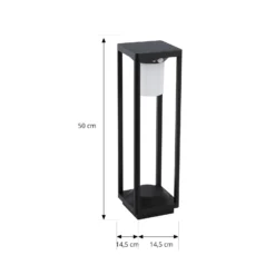 Lucande, baliza solar LED Nilea, 50 cm, negra, sensor