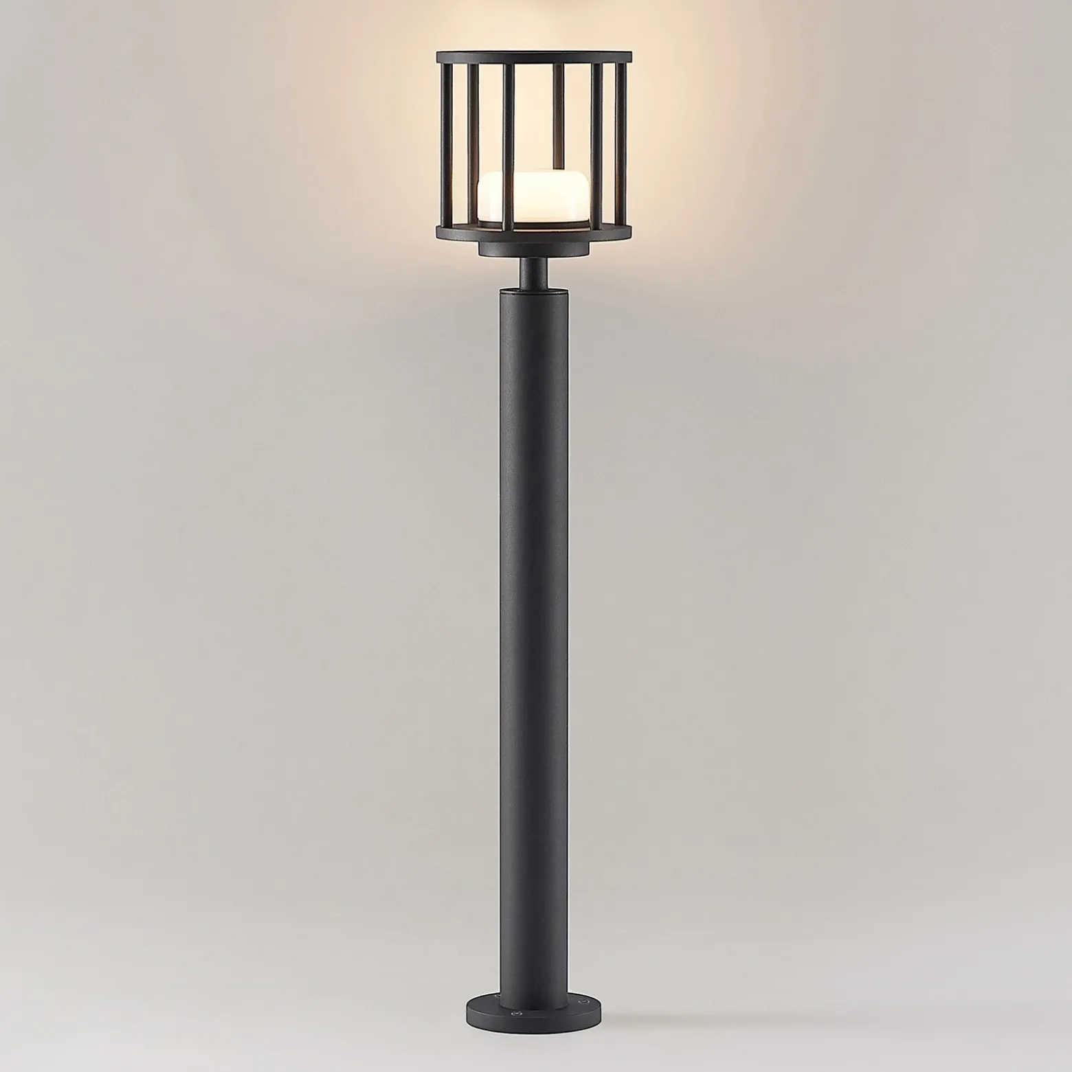 Lucande Bolardo luminoso Berenike, 85 cm, gris oscuro, metal, GX53