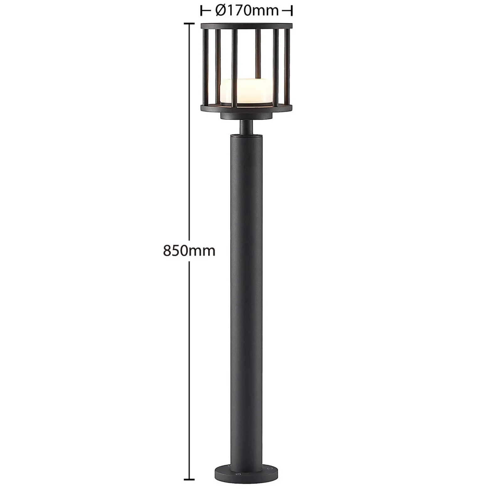 Lucande Bolardo luminoso Berenike, 85 cm, gris oscuro, metal, GX53