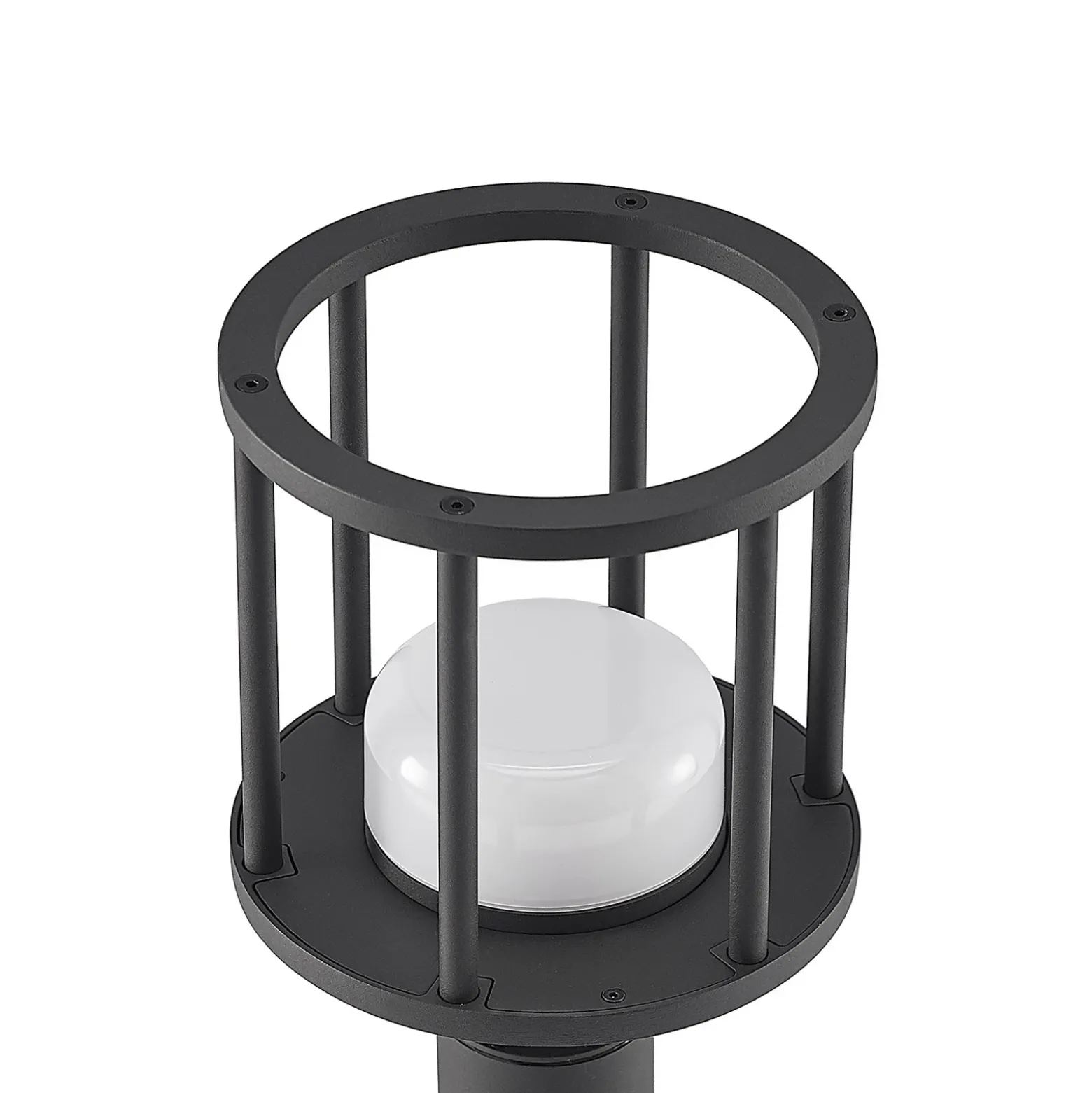 Lucande Bolardo luminoso Berenike, 60 cm, gris oscuro, metal, GX53