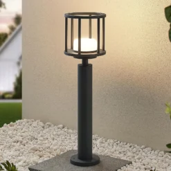 Lucande Bolardo luminoso Berenike, 60 cm, gris oscuro, metal, GX53