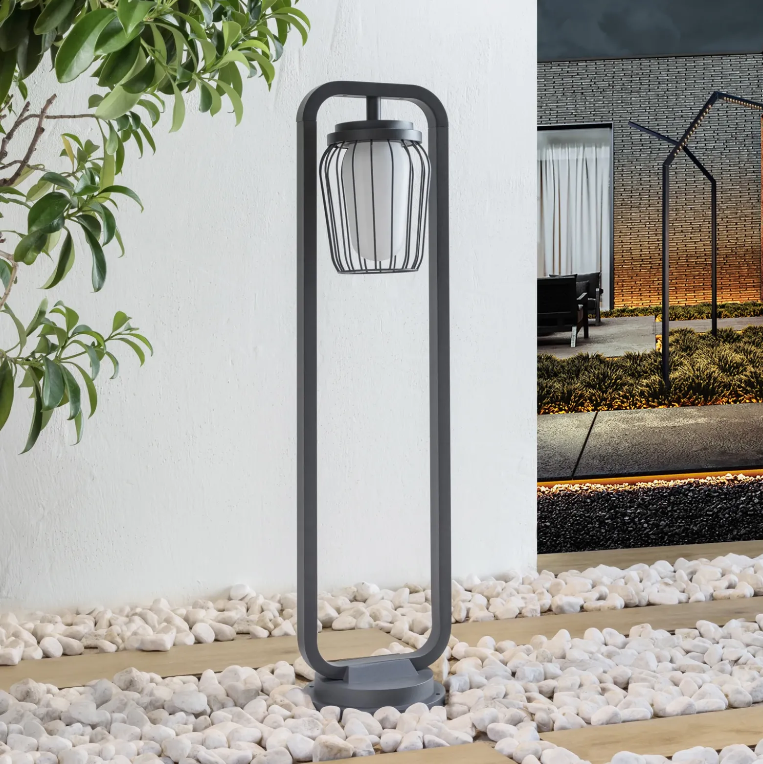Lucande Bolardo luminoso Chandan, 90 cm, antracita, aluminio