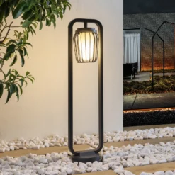 Lucande Bolardo luminoso Chandan, 90 cm, antracita, aluminio