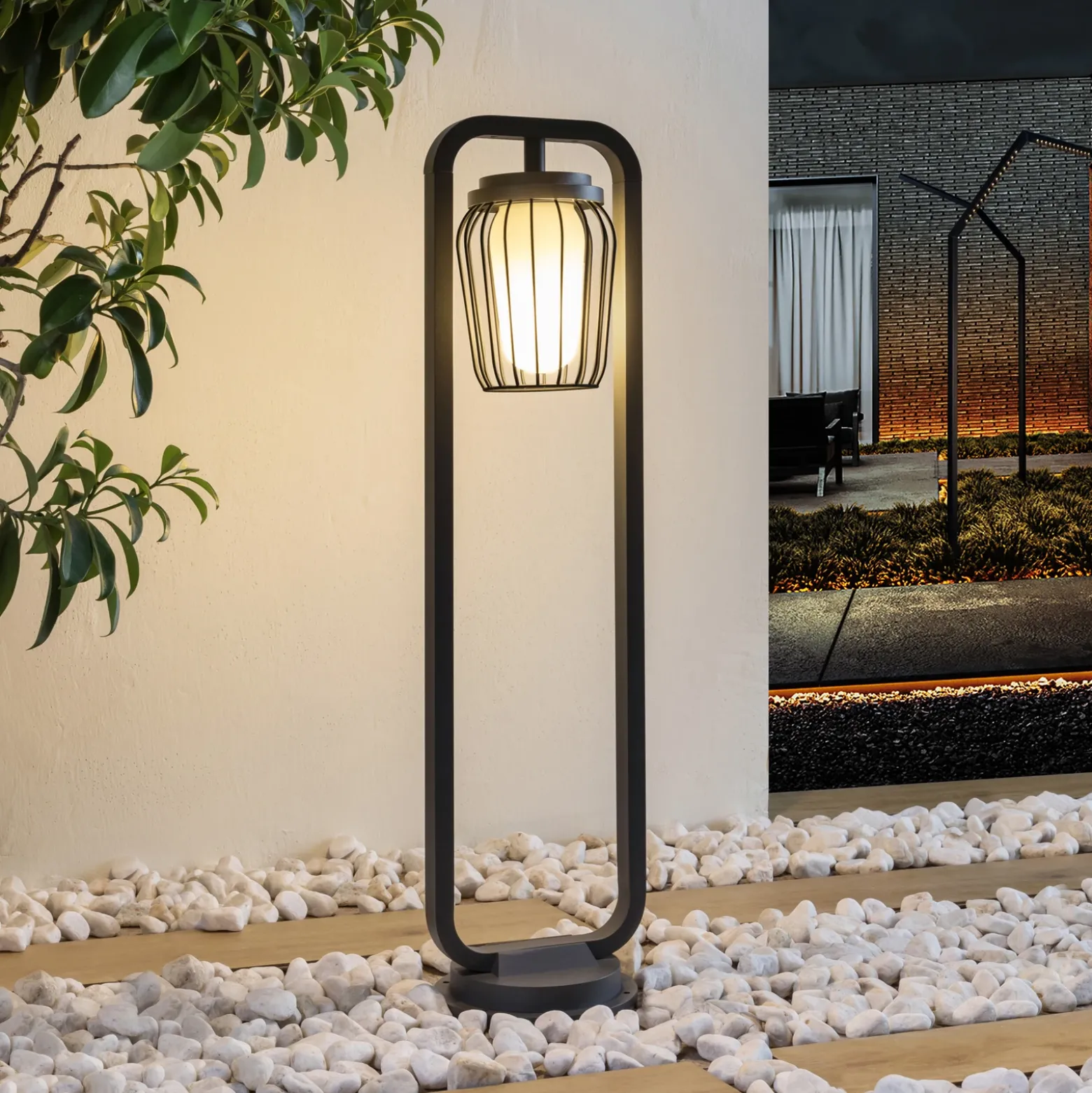 Lucande Bolardo luminoso Chandan, 90 cm, antracita, aluminio