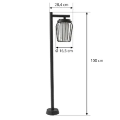 Lucande Bolardo luminoso Chandan, 100 cm, negro, aluminio