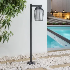 Lucande Bolardo luminoso Chandan, 100 cm, negro, aluminio