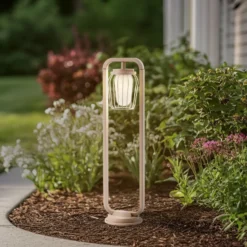 Lucande Bolardo luminoso Chandan, 90 cm, beige, metal, IP54