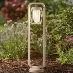 Lucande Bolardo luminoso Chandan, 90 cm, beige, metal, IP54