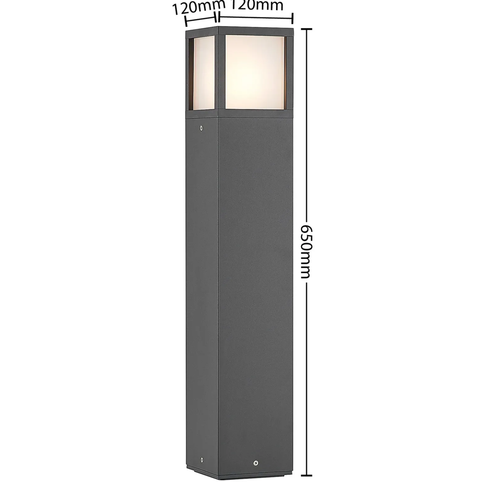 Lucande Bolardo luminoso Dewari, E27, 65 cm, gris oscuro, IP54
