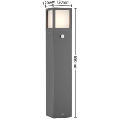Lucande Bolardo luminoso Dewari, detector de movimiento, E27, 65 cm, IP54