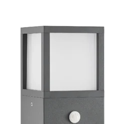 Lucande Bolardo luminoso Dewari, detector de movimiento, E27, 65 cm, IP54