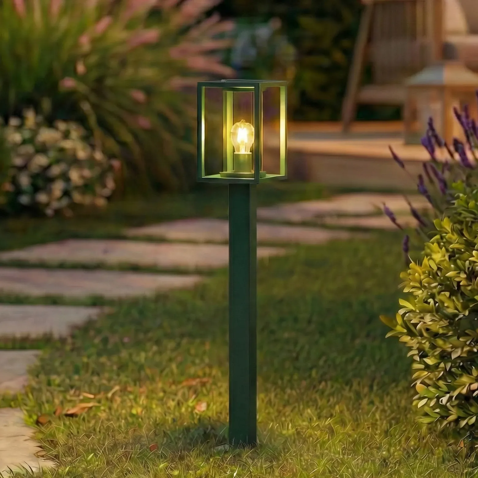 Lucande Bolardo luminoso Ferda, 100 cm, verde, IP44