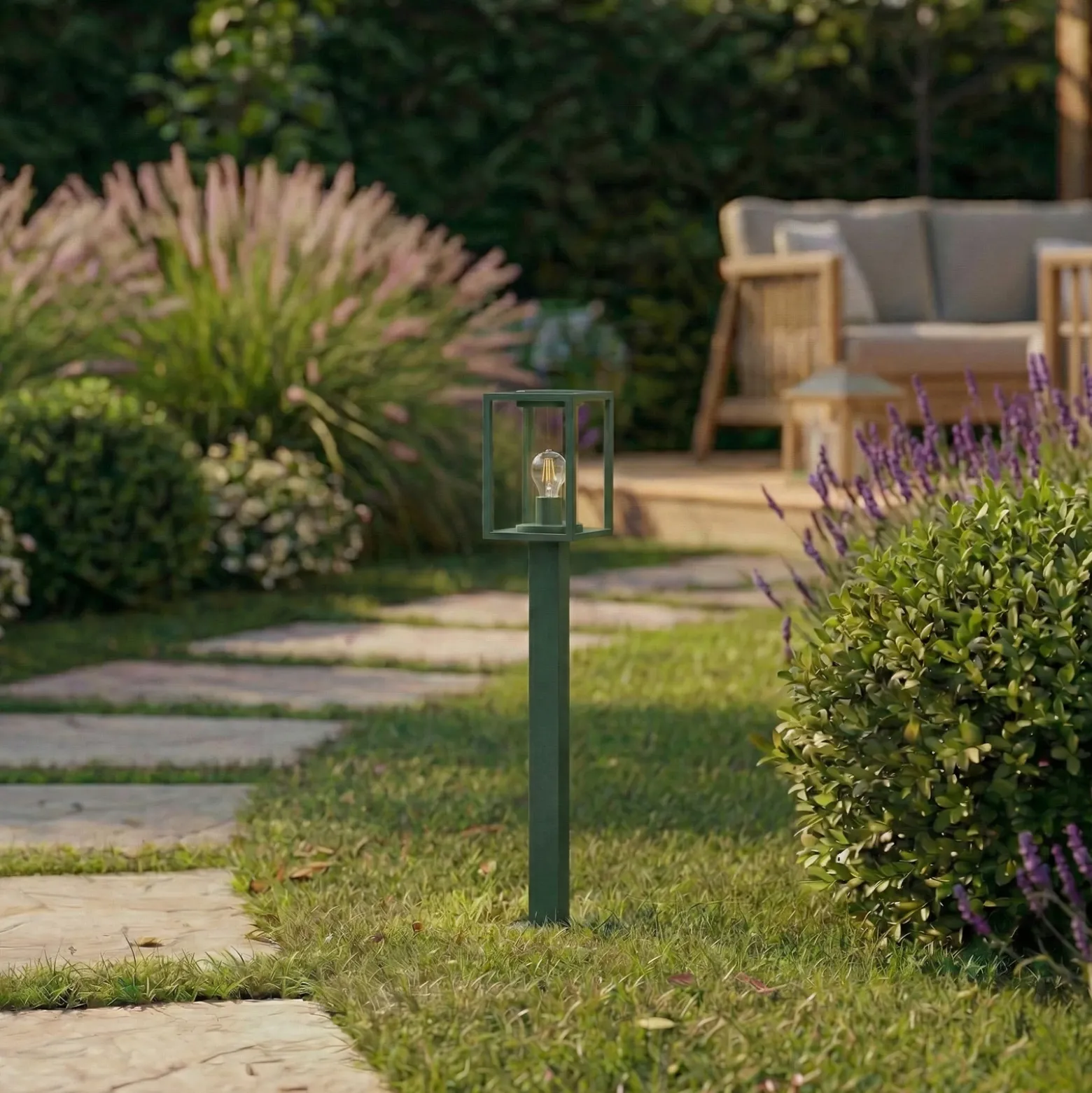 Lucande Bolardo luminoso Ferda, 100 cm, verde, IP44