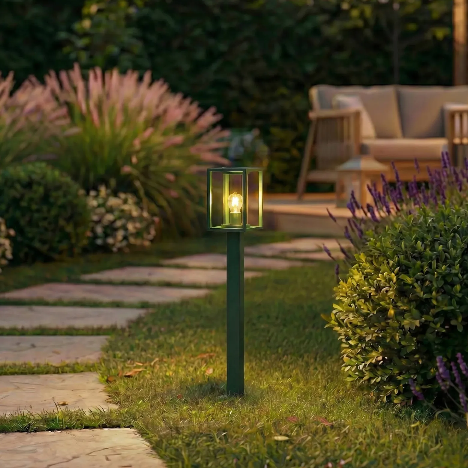 Lucande Bolardo luminoso Ferda, 100 cm, verde, IP44