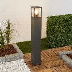 Lucande Bolardo luminoso Klemens, 90 cm, antracita, metal, E27