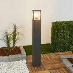 Lucande Bolardo luminoso Klemens, 90 cm, antracita, metal, E27