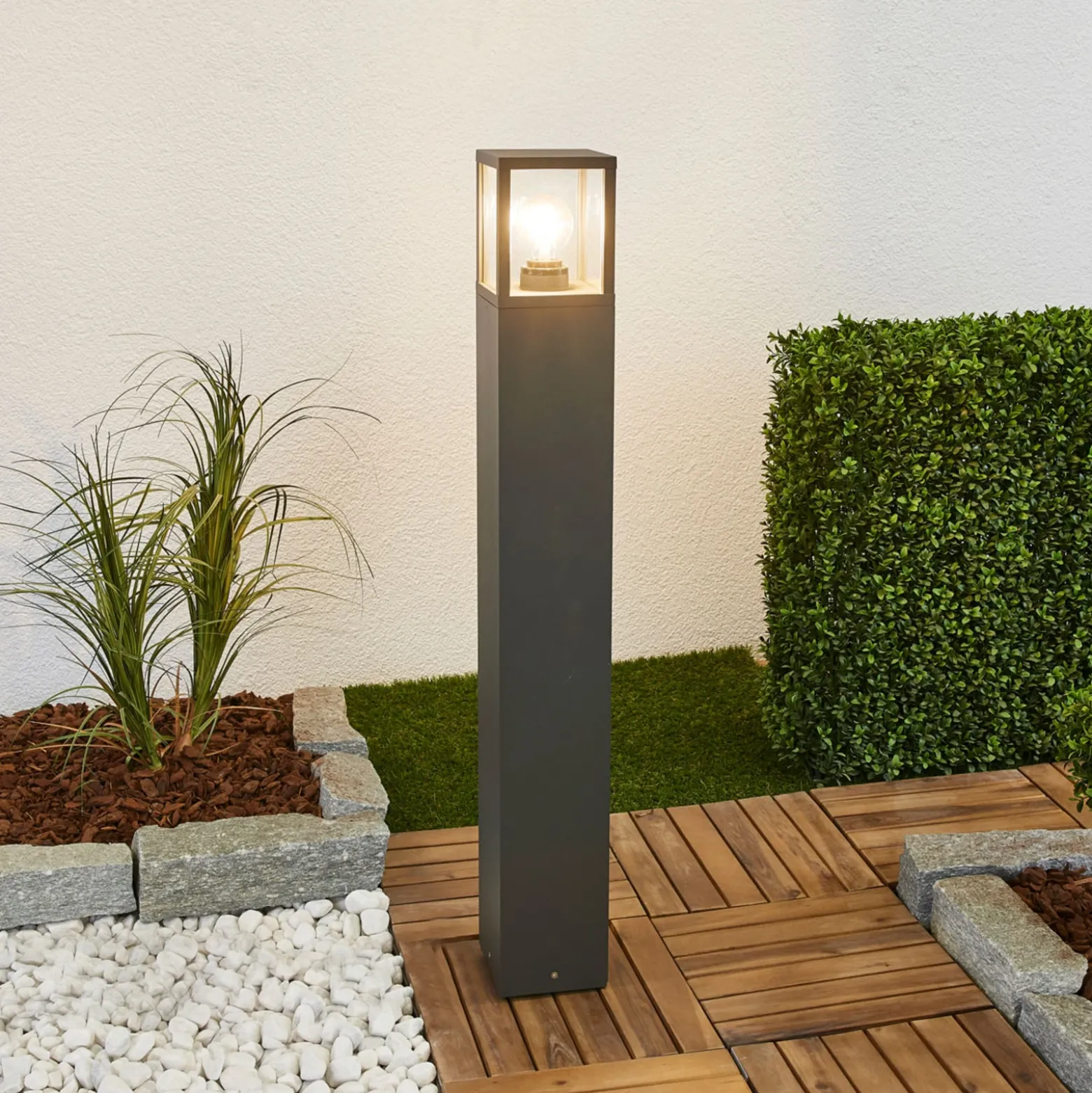Lucande Bolardo luminoso Klemens, 90 cm, antracita, metal, E27
