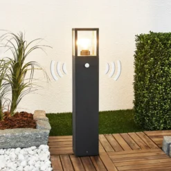 Lucande Bolardo luminoso Klemens, 65 cm, sensor, antracita, E27