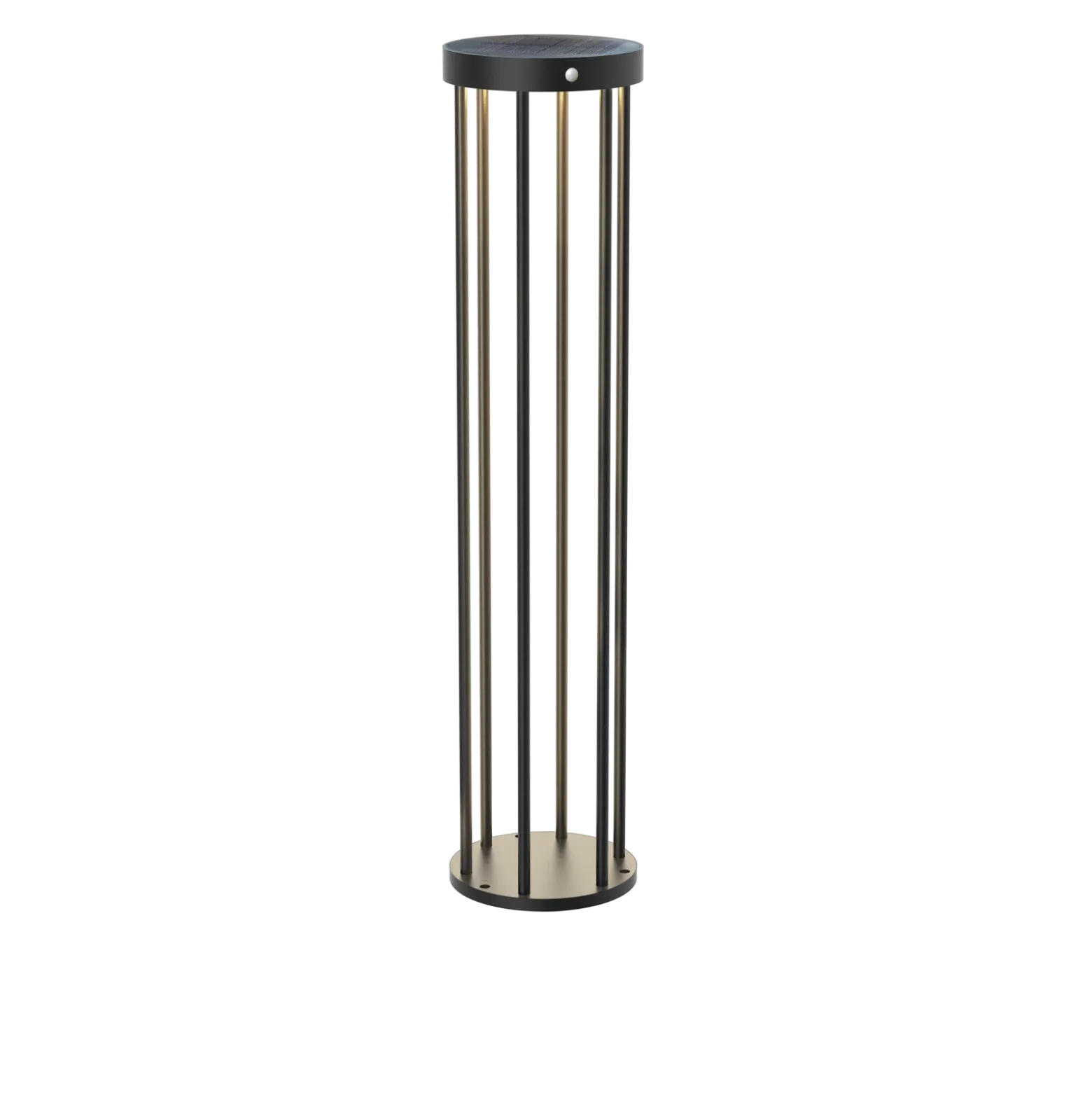 Lucande, bolardo luminoso LED solar, Evelis, negro, aluminio, sensor
