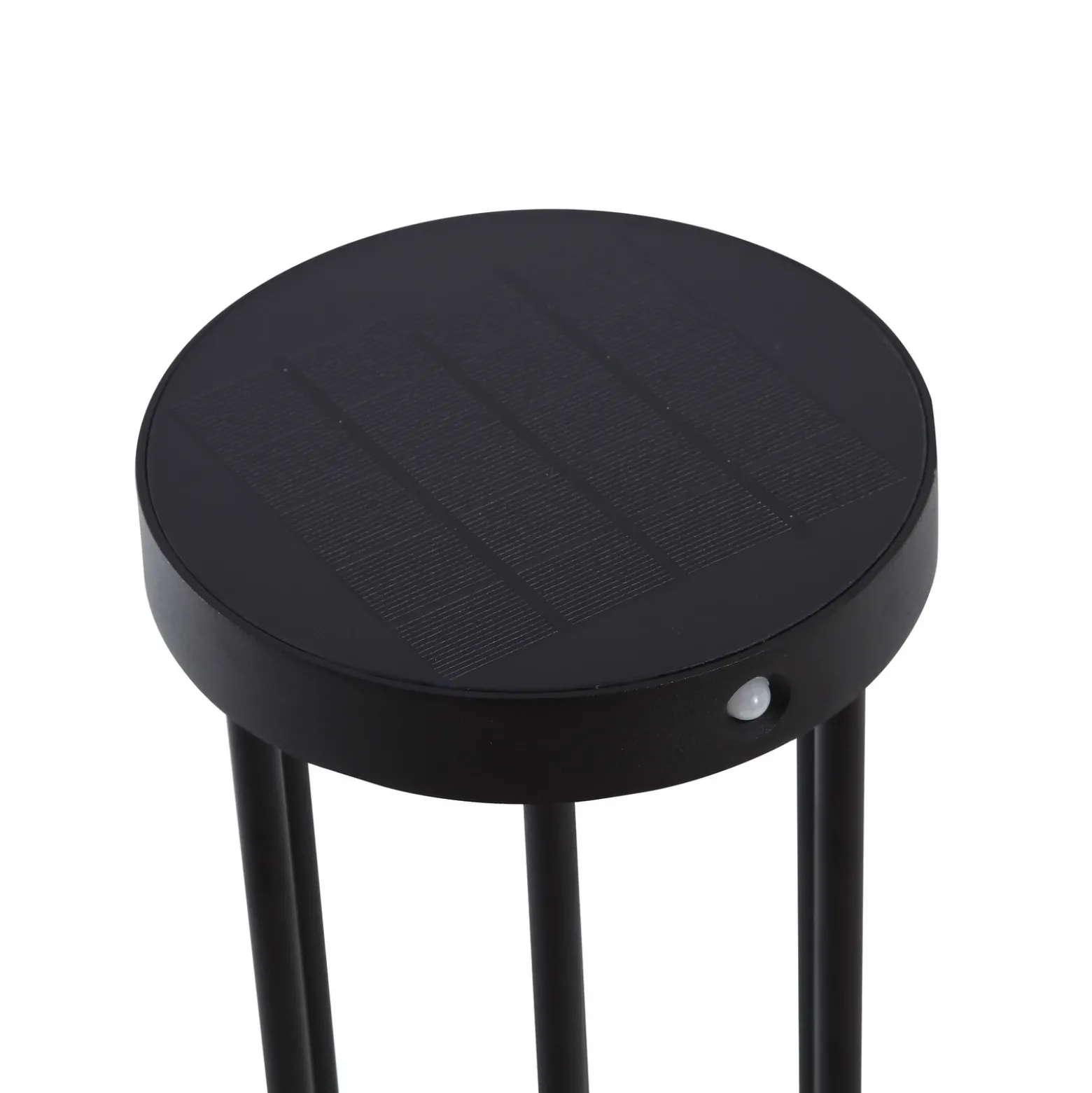 Lucande, bolardo luminoso LED solar, Evelis, negro, aluminio, sensor