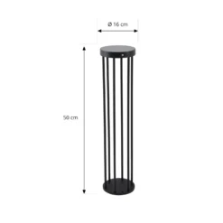Lucande, bolardo luminoso LED solar, Evelis, negro, aluminio, sensor