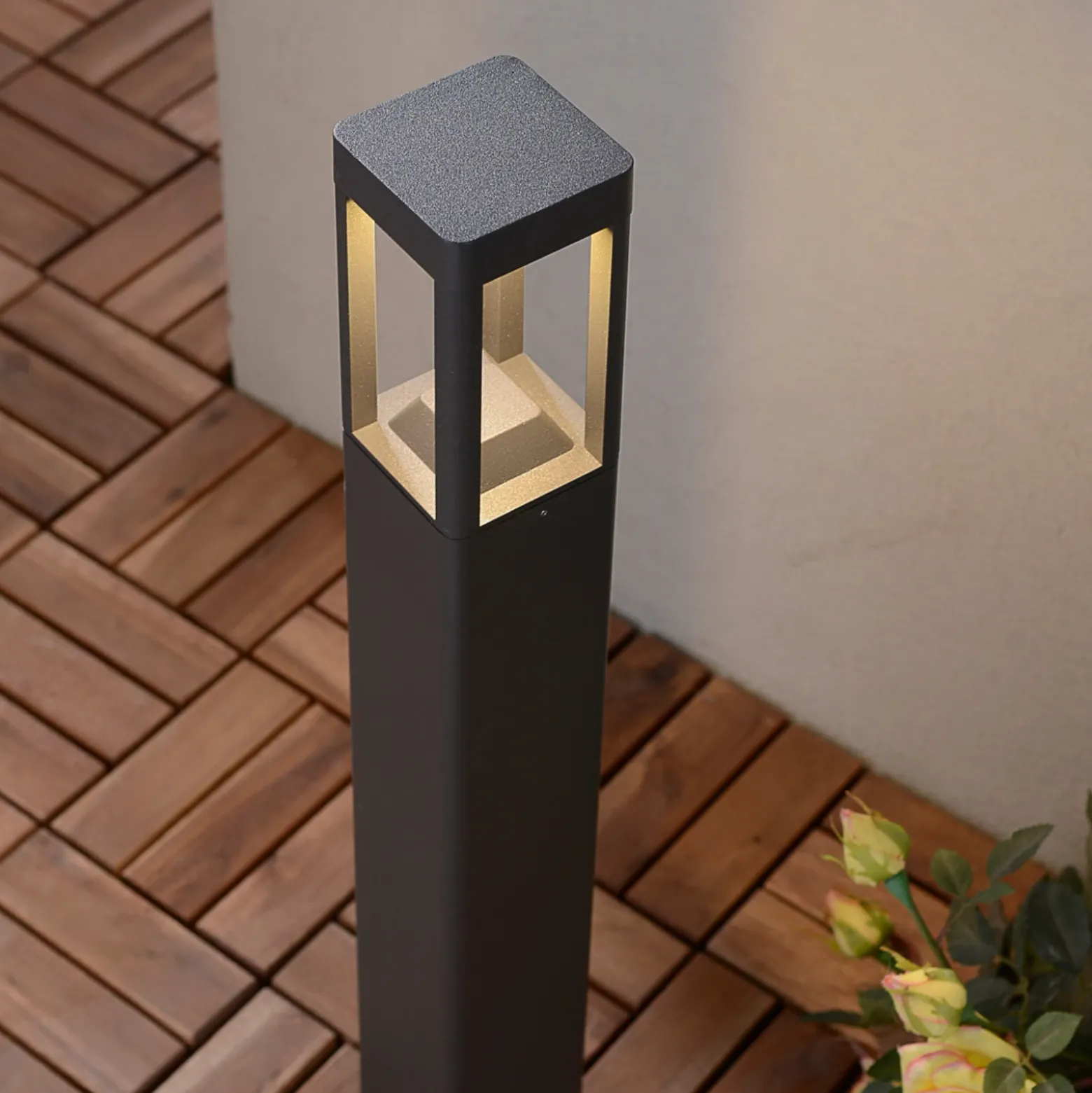 Lucande Bolardo luminoso LED Bernd, 60 cm, antracita, aluminio