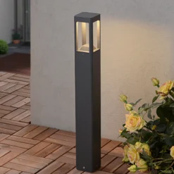 Lucande Bolardo luminoso LED Bernd, 60 cm, antracita, aluminio
