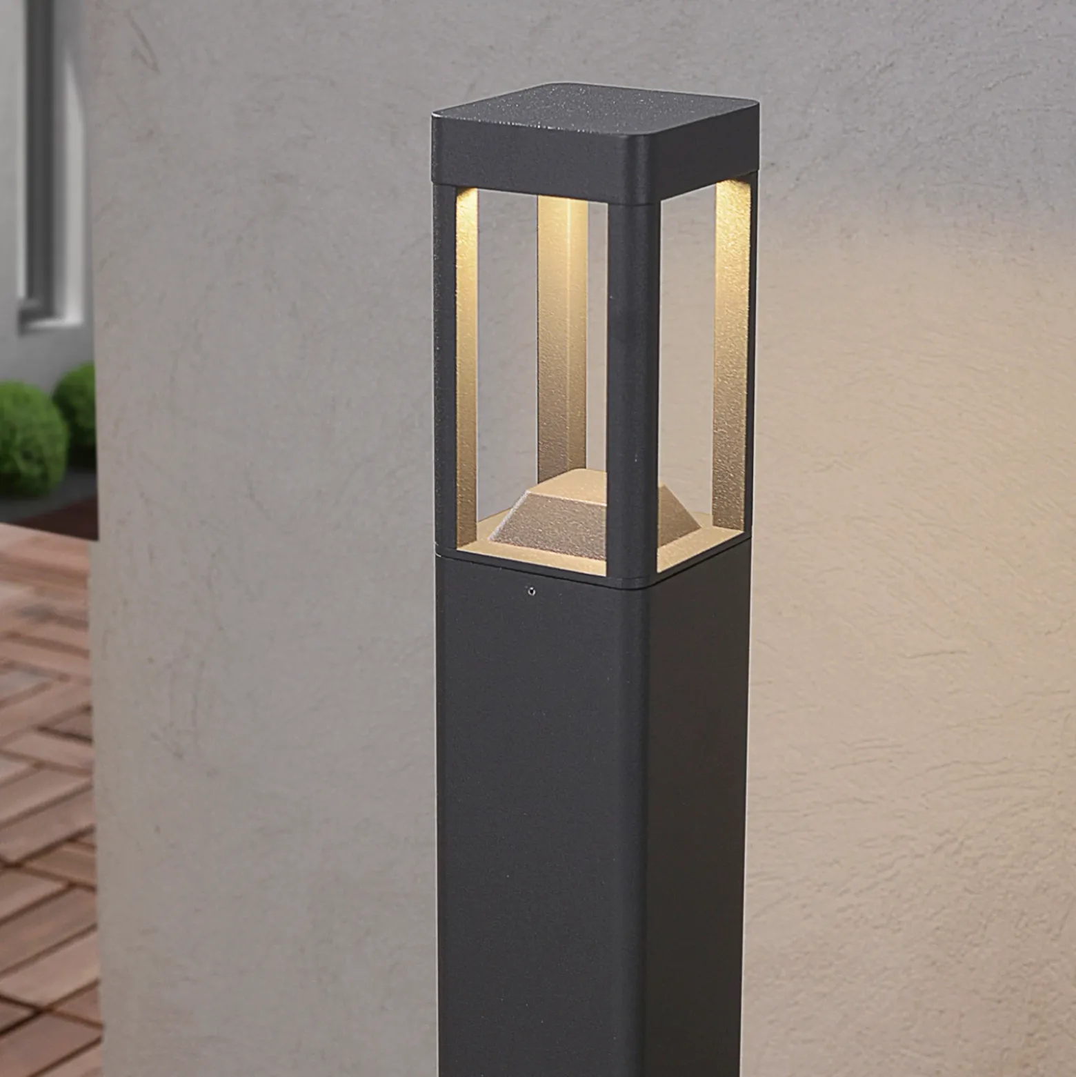 Lucande Bolardo luminoso LED Bernd, 60 cm, antracita, aluminio