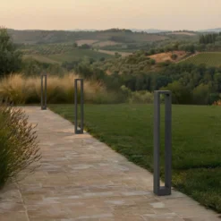 Lucande Bolardo luminoso LED Jupp, 90 cm, antracita, metal, IP54