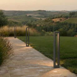 Lucande Bolardo luminoso LED Jupp, 90 cm, antracita, metal, IP54