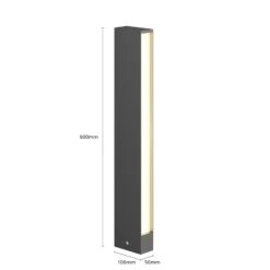 Lucande Bolardo luminoso LED Lirka, 2 luces, gris, metal, 60 cm