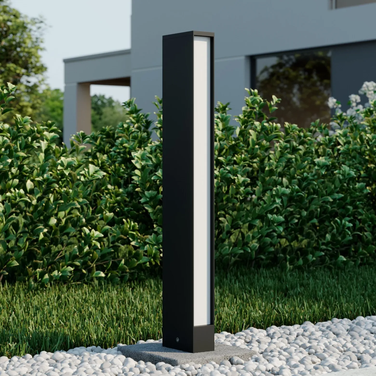 Lucande Bolardo luminoso LED Lirka, 2 luces, gris, metal, 60 cm