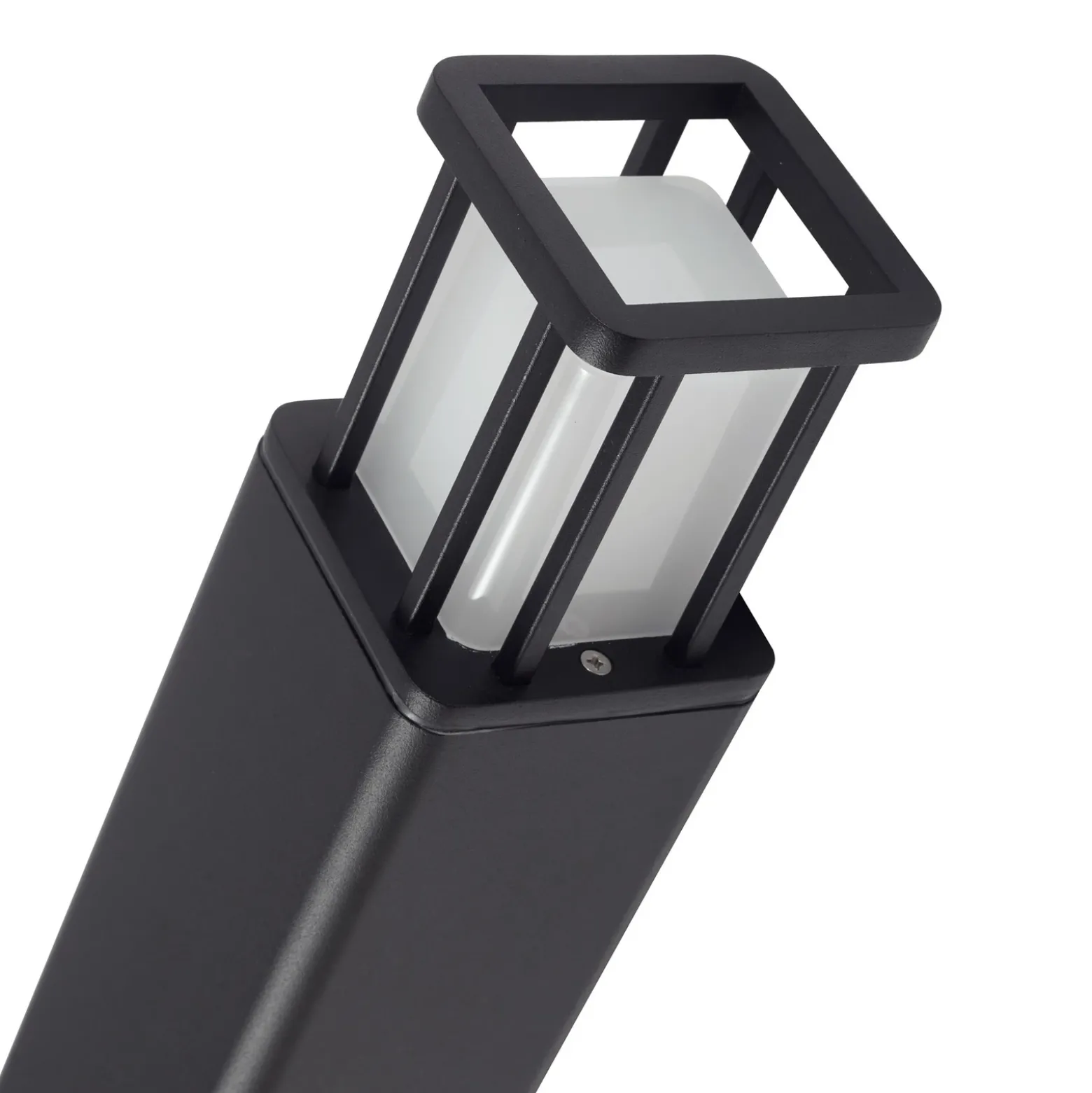 Lucande, bolardo luminoso LED Dakil, negro, aluminio