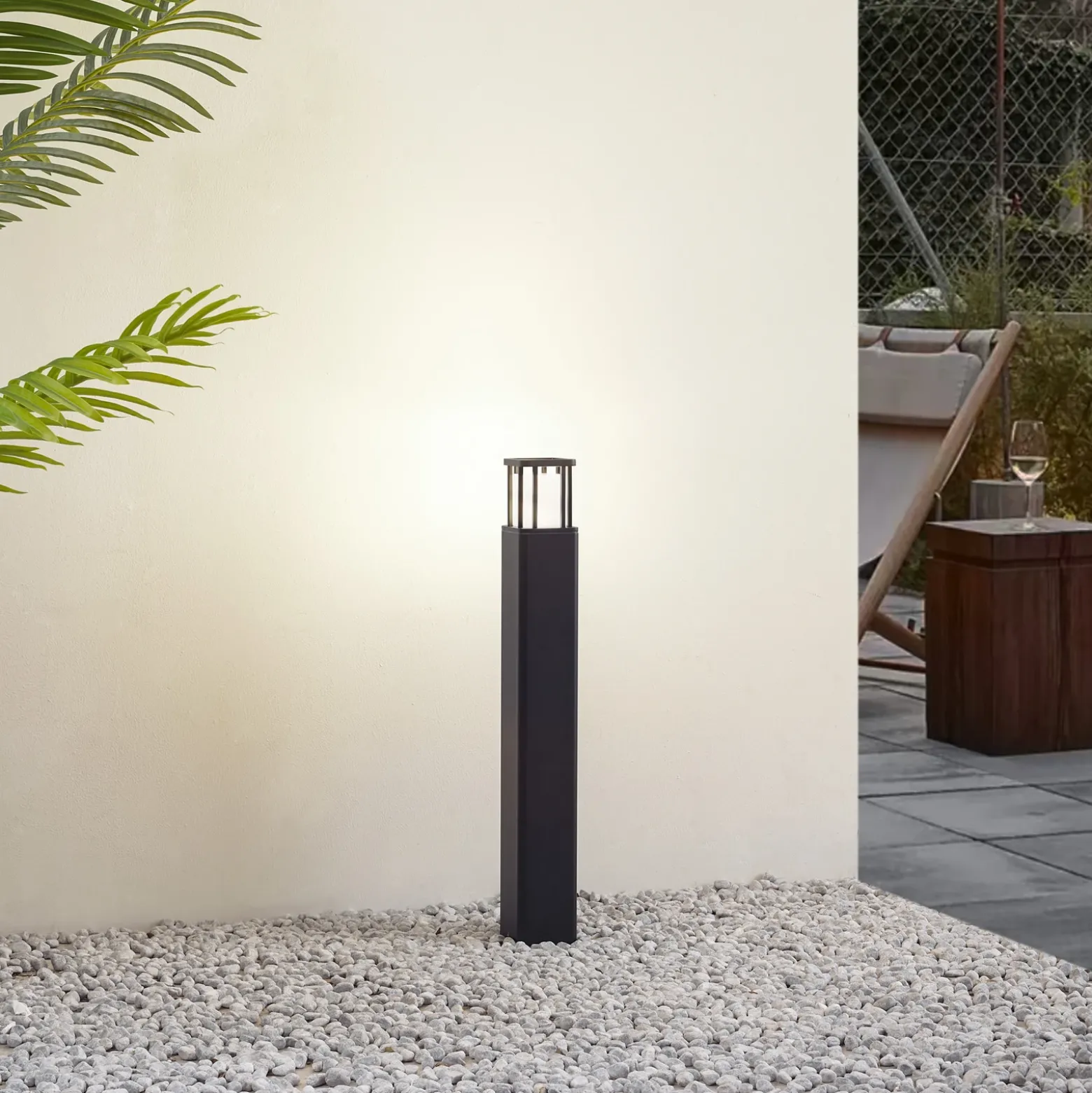 Lucande, bolardo luminoso LED Dakil, negro, aluminio